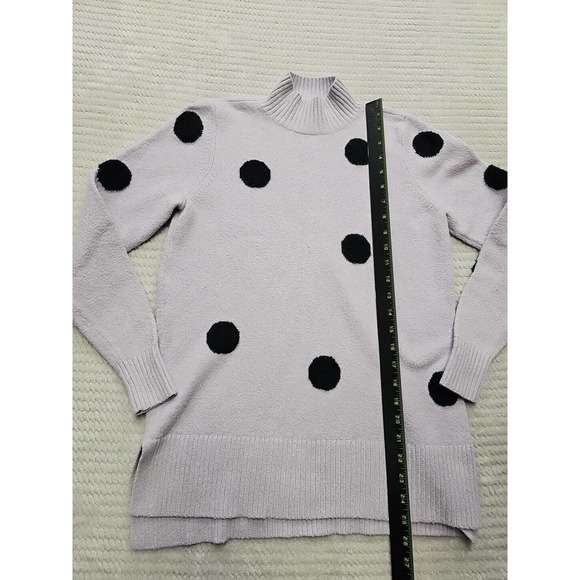 Loft Outlet Sweater Womens Medium Petite Purple With Black Polka Dots - Picture 2 of 7